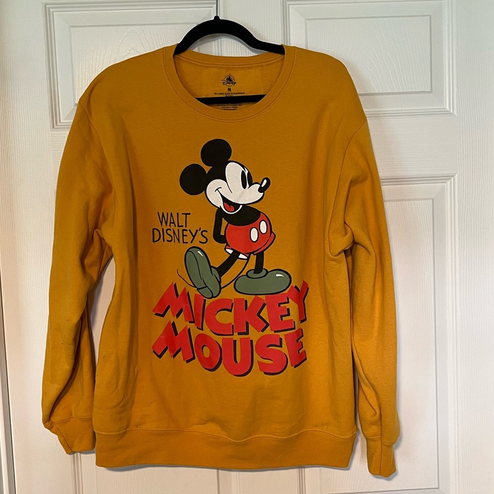 Disney Parks Walt Disney’s Mickey Mouse Mustard Yellow Pullover Sweatshirt